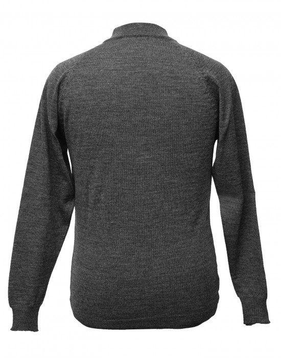 Men pure wool sweater plain light weight dark grey